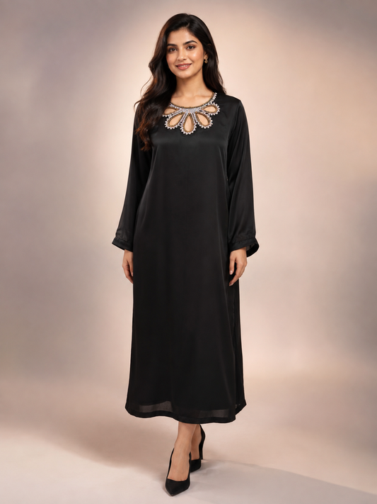 Black Luxury Silk 2PC | Embellished Fancy Galla | Timeless Evening Set