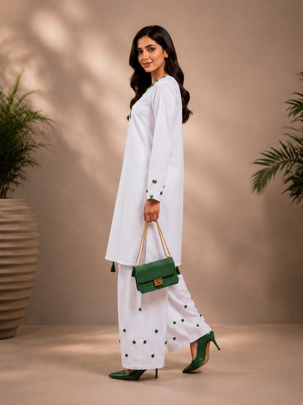 White Lawn 2PC Embalish Suit