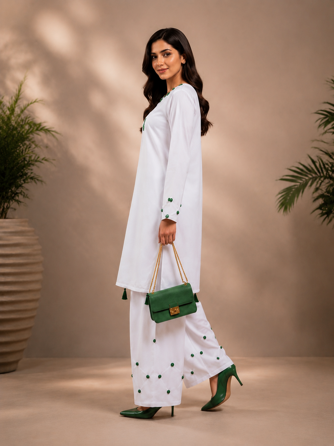 White Lawn 2PC Embalish Suit