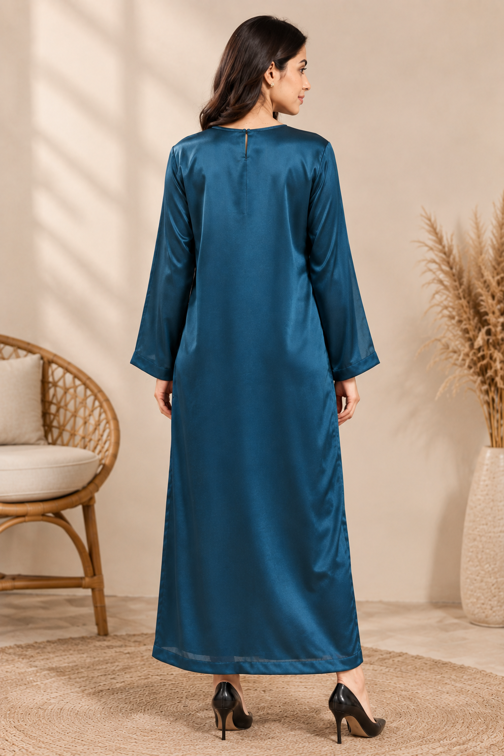 Luxury Zinc Silk 2PC | Fancy Embellished Galla | Teal Blue Evening Set