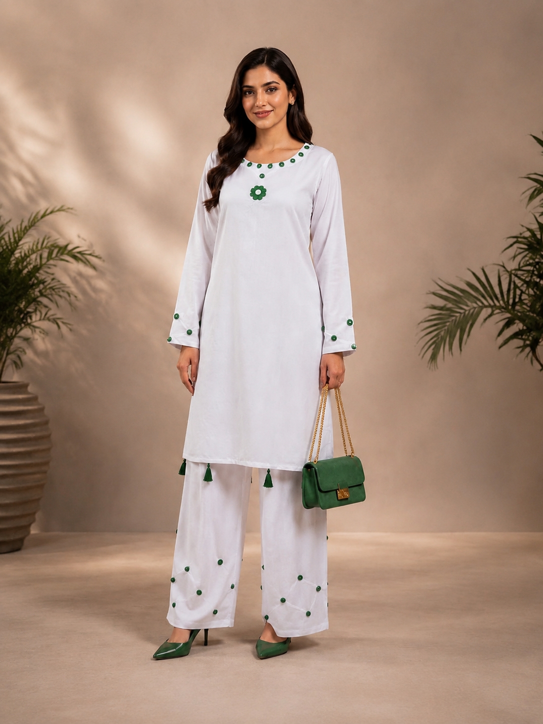 White Lawn 2PC Embalish Suit