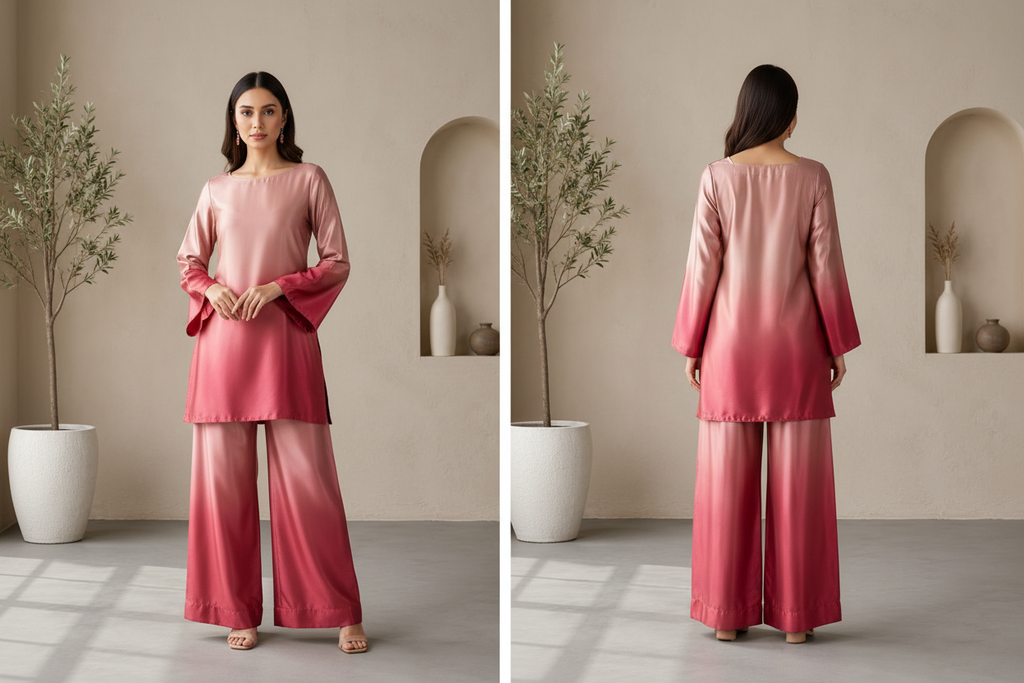 Aurora Shine 2-Piece Silk Suit front view